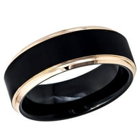 Muški ženski volfram vjenčani zaručni prsten za angažman dva tonska crna IP zlatna IP četkana središnja