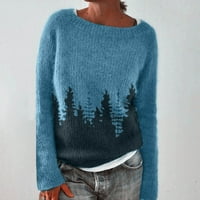 Felwors Vintage džemper za žene okrugli vrat Boolobook labavi stilski duks pulover