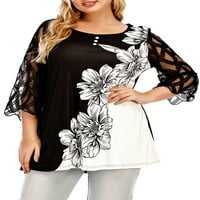 Springttc ženske rukavske cvjetne bluze na vrhu plus veličina casual majica