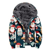 Prodaja Muška zimska modna plišana jakna Božićni grafički ispis dugih rukava zadebljana odjeća sa zatvaračem