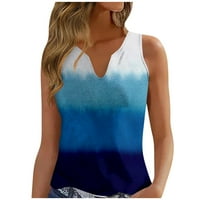 Ljetna rasprodaja Ženska modna casual V-izrez Gradient Stripes natečen prsluk bez rukava TOP tamno plavi