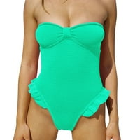 Čvrsta boja za kupanje dame ženske žene rebraste noge monokinis kupaći kostim ženskim prednjim rucked