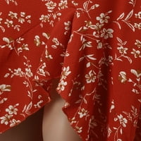Outfmvch Crvena haljina Boho cvjetni print zamotaj nepravilno print Fringe Resort Beach Sukši suknja