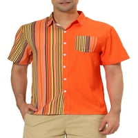 Lars Amadeus Muške košulje Kratki rukav Ljetni pamučni patchwork gumb dolje majice