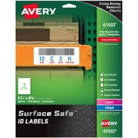 Avery® površinska sigurna naljepnica - 1 4 širina 3 8 Dužina - uklonjiva ljepila - pravokutnik - laser,