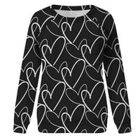 Žene dugih rukava srca za bluzu bluza Crew vrat valentines majica dukseri Smiješni grafički tee vrhovi