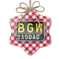 Božićni ornament BGW Zračna luka za Bagdad Red Plaid Neonblond