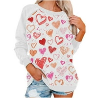 SkPabo Valentine s dugim rukavima za žene plus veličine Elegantni pulover vrhovi slatkih majica za žene