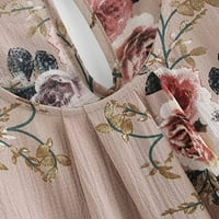 Navedeni ženski ležerni okrugli vrat Osnovni cvjetni naborni gornji poklopac bluza s kratkim rukavima