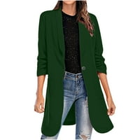 Leesechin Clearence ženske casual bluže jakne sa pokućima obojenim dugim rukavima za poslovne ured zelene