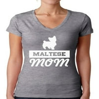 Awkward stilovi Ženska malteška pas mama V-izrez T-majica ljubimac ljubavnički poklon