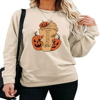 Niveer Dame Leisure Baggy Dugi rukav Halloween majica Žene Jesen Labavi fit pulover Pumpkin Print Crew