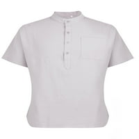 Uerlsty Muškarci Ljetni casual Solid Dugme Pocket V-izrez Kratki rukav Labavi majica Majica
