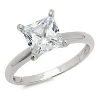 CT briljantna princeza Clear Simulirani dijamant 18k bijeli zlatni pasijans prsten sz 9