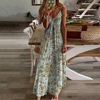 Sayhi Print Halter Tropical Backless Haljina haljina na plaži Žene Maxi bez rukava odgovaraju haljini