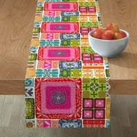 Pamučni sateen stol trkač, 90 - šareni kvadratima pločica za patchwork duge podebljane boje Ispisuju