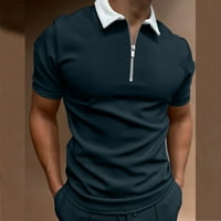 Muška majica casual soild patentni zatvarač isključite bluzu za ovratnik kratki rukav ljetni vrhovi