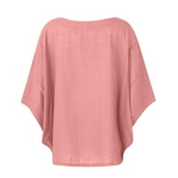 Ženski bluze Ženski modni ležerni temperament Okrugli vrat kratki rukav pamučna konopska konopska majica