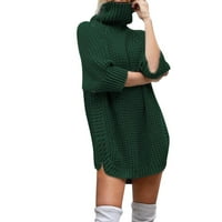 Miayilima Green L pulover džemperi za žene turtleneck dugačak rukav ležernog puloverskog pulover pletenja