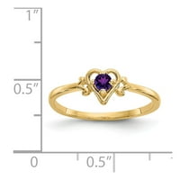 14K žuti zlatni prsten za prsten temat februar ametist ljubičasta, veličine 6