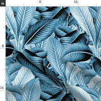 Pamuk Satens Stolcloth, 90 Trg - palminski plavi bijeli listovi botanički tropsko središnji stoljetni