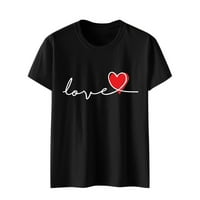 Yueulianxi Ženske kratke rukave O izrez Love Print Casual Tops bluza majica