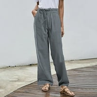 Wendunide Teretne hlače Women Plus size Čvrsto nepropusnost pamučne pantalone Pocket Casual Hlače Hlače