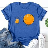 SunhillsGrace Majice za žene Ležerne prilike O-izrez Slatka narančasta cvjetna sitnica majica kratkih