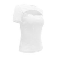Ženski modni okrugli vrat na vrhu Ležerne pulover kratkih rukava čvrsta šuplja bluza
