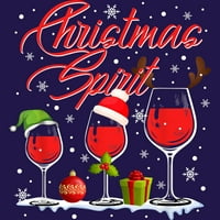 Božićni duh vino stakleno smiješno pijenje vino xmas poklon juniors ljubičasti grafički tee - dizajn