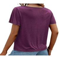 Lilylll Ženski kratki rukav Sloweve V izrez T majica Trendy Plain bluza vrhovi
