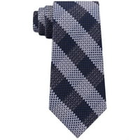Michael Kors Mens Natte Provjerite svilujuću samostalnu kravatu, plavu, jednu veličinu