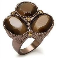 Alamode Lo1640- Mesingani prsten od čokoladnog zlata s kristalom vrhunskog razreda u smeđoj boji - veličine