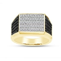 Carat okrugli rez crno-bijeli prirodni dijamantski vjenčani prsten za vjenčanje u 14K žutom zlatu preko
