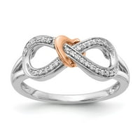 14K dvotonski zlatni prsten za prsten tematsko okruglo beskonačno s srcem, veličine 6