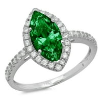 2.38ct Marquise rez zeleni simulirani smaragd 14k bijeli zlatni godišnjica Angažovanje halo prstena