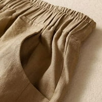 Ženska dužina koljena pamučna posteljina kratke hlače casual elastični visoki struk dugih kratkih kratkih