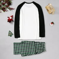 Funicet Božićne pidžame za obiteljske božićne muškarce tiskane bluze okrugli vrhovi + hlače Porodica