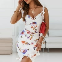 Haljine za žene Modni V-izrez bez rukava Struk ljetni mini a-line ljubičasta cvjetna haljina l