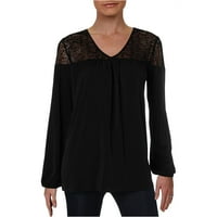 Michael Kors Womens Shirred YOKE seljačka bluza, crna, X-mala