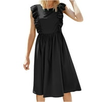Ljetna casual haljina ljetne haljine plašt s visokih vratarkih lagani crni xs