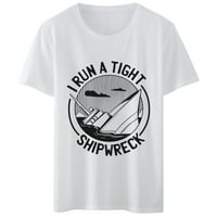 Pokrenite majicu za uska brodolobacke okrugli vrat kratki rukav casual tee