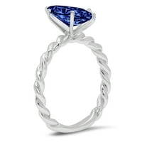 2CT srce rezano plavo simulirano tanzanite 18k bijelo zlato egraviranje izjava bridalna godišnjica angažman vjenčani pasijans prsten veličine 9.5