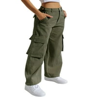 Žene Casual Baggy Hlače pune boje široke noge joggers pantalone hip hop dukseri s višestrukim džepovima