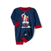 Pudcoco božićne pidžame za obitelj, Santa Claus Plaid Dugim rukavima okrugli ovratnik za spavanje za