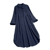 Ženske haljine Srednja dužina kratkih rukava Ležerna haljina Sunčana letnja V-izrez Tamno plava m