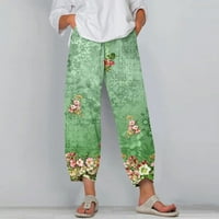 Durtebeua Ležerne prilike ravne noge visokog struka Istepene hlače Ženske hlače Trendy Green
