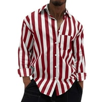 Muške majice Striped ispisani ovratnik na dugih rukava na dugim rukavima Ležerne prilike Jesen Pocket