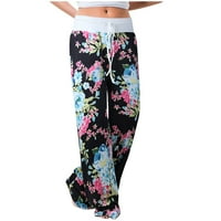 Airpow Slatke hlače za žene Ženska modna Ležerne prilike Cvjetno tiskane labave vuče široke noge Yoga