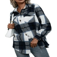 Jamlynbo ženske flanelne majice s dugim rukavima Regularni fit jesen bluuse gumb prema dolje vrhovi